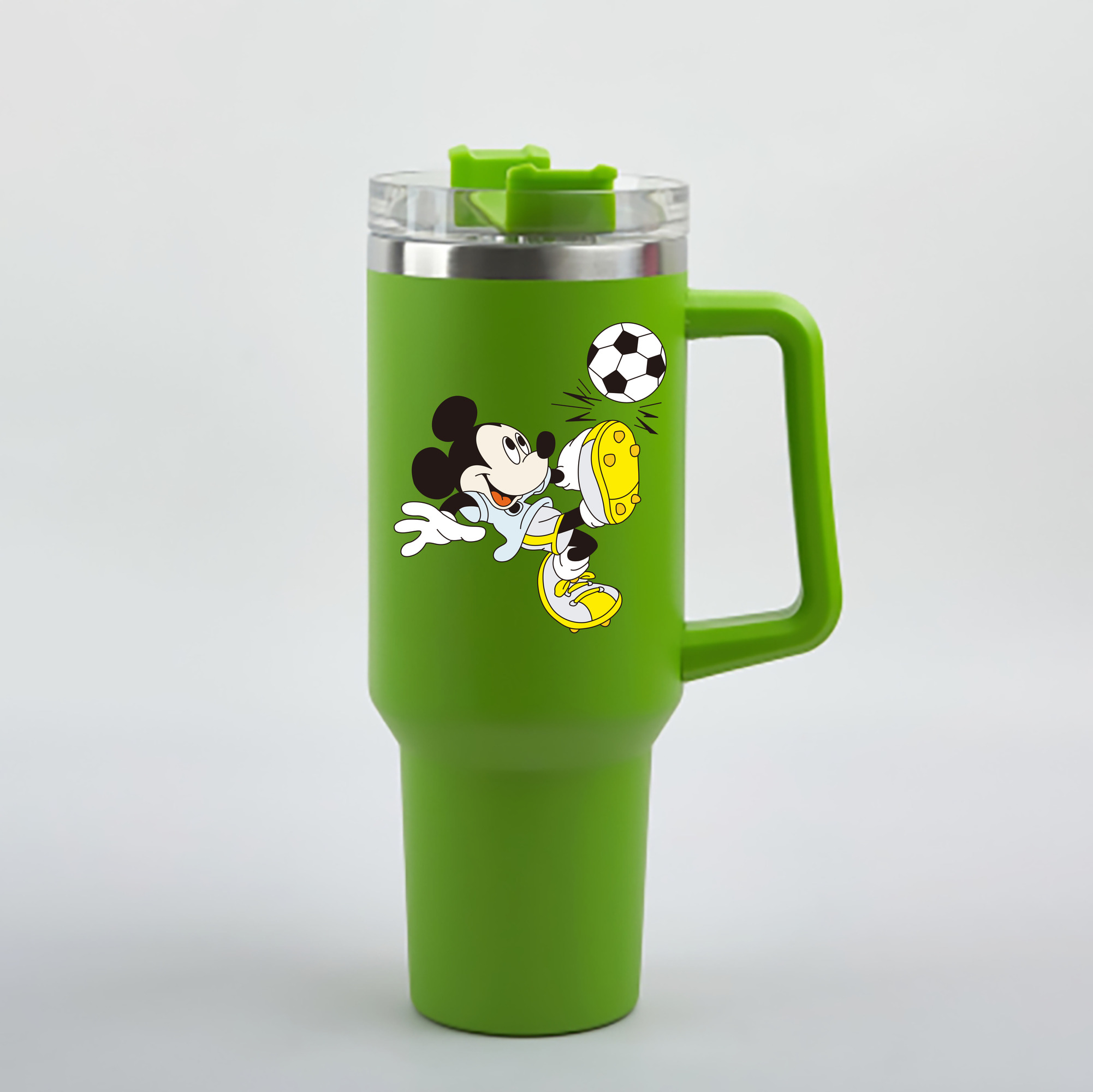 （画像用） ミッキーマウス Mickey Mouse 1200mL車用タンブラー - クリスタルステッカー（プラスチックストロー付き）
